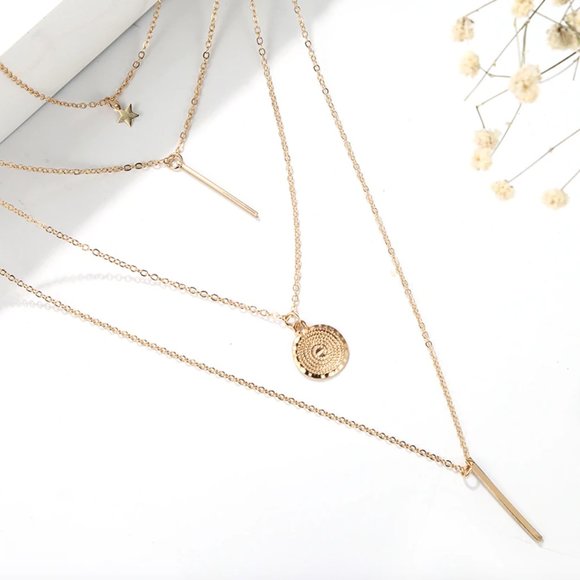 Moon and Star four layered necklace - Picture 2 of 2